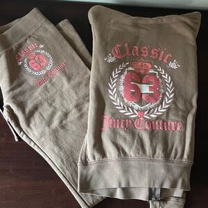 Juicy Couture Tan Hoodie and Sweatpants with Pink Logo